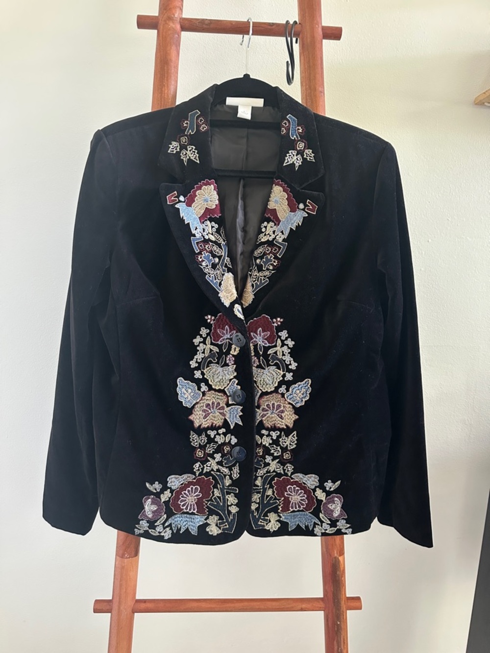 Vintage Velvet Embroidered Blazer Jacket